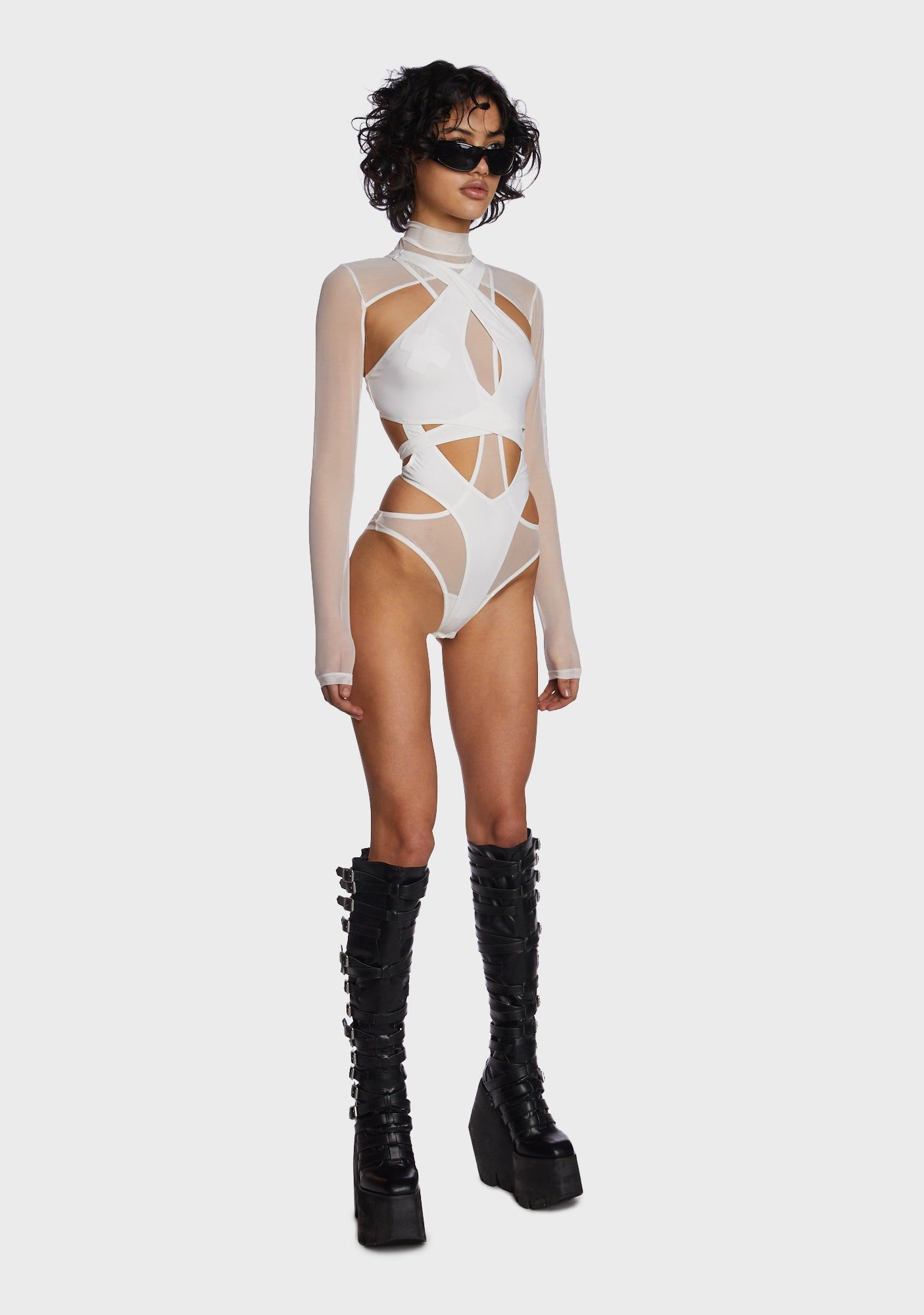 Echo Strappy Spandex And Mesh Bodysuit sold by Dolls Kill product image thumbnail 5