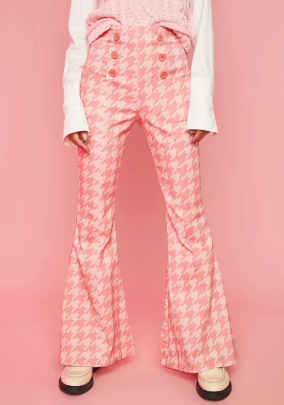 Sweet Life Houndstooth Flare Pants made by Dolls Kill