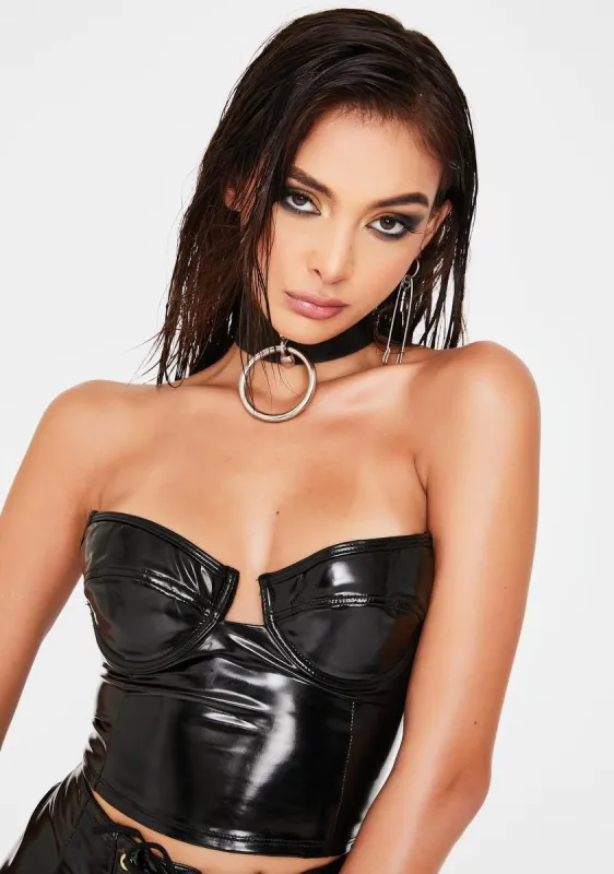 Sleek Support Vinyl Bustier Top sold by Dolls Kill