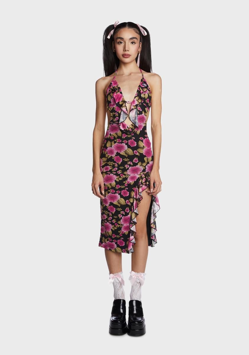 Coral Feel Amazing Midi Dress sold by Dolls Kill