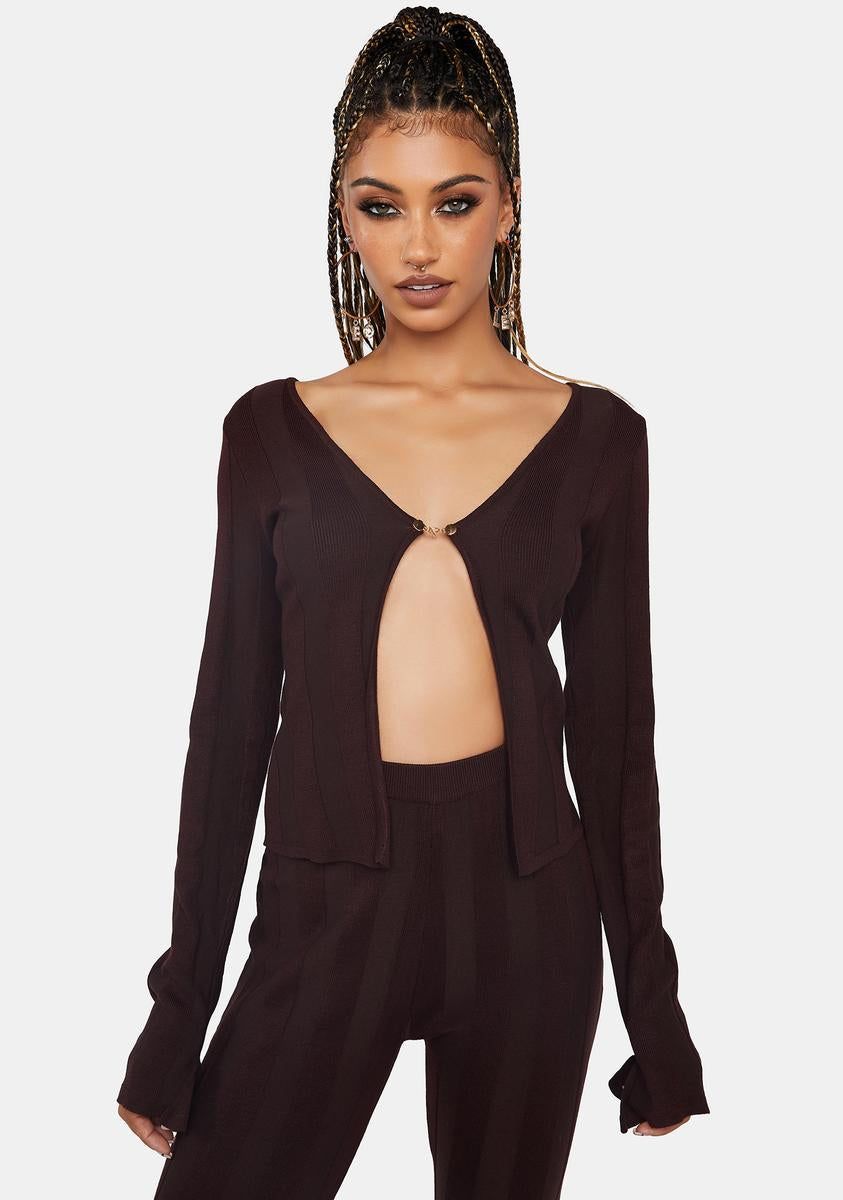 Brown Stripe Knit Top sold by Dolls Kill