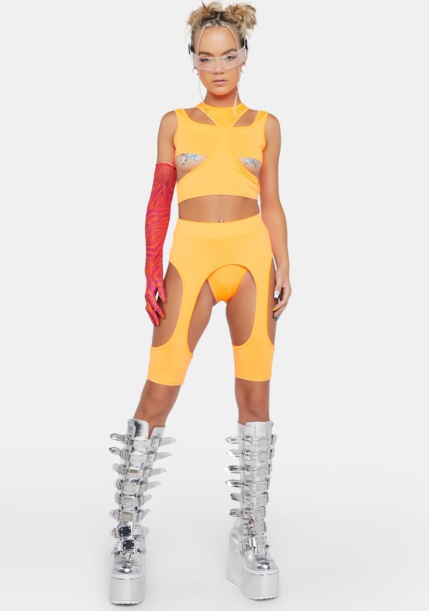 Tangerine Experimenting Cut Out Shorts Set sold by Dolls Kill product image thumbnail 3