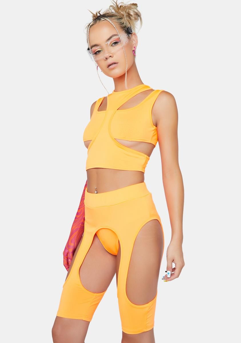 Tangerine Experimenting Cut Out Shorts Set sold by Dolls Kill product image thumbnail 2
