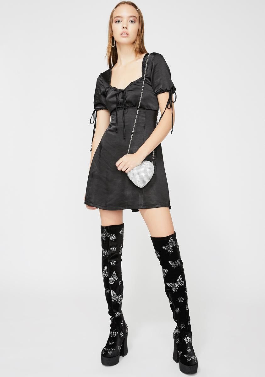 Black Guenette Satin Dress sold by Dolls Kill product image thumbnail 2