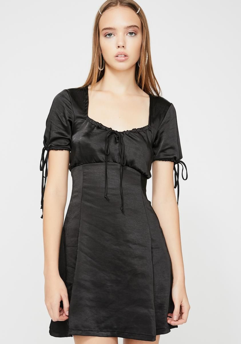 Black Guenette Satin Dress sold by Dolls Kill
