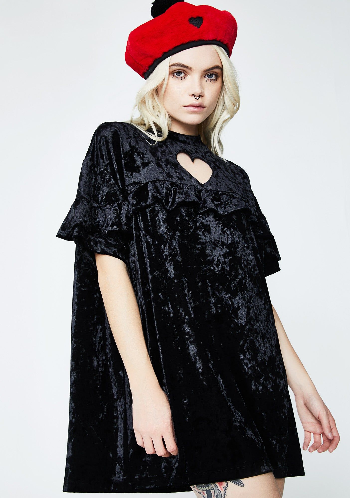 Crushed Heart Frilly Tee sold by Dolls Kill