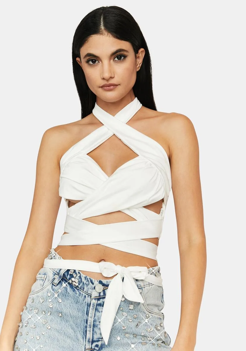 Pure Lasting Love Halter Wrap Top sold by Dolls Kill