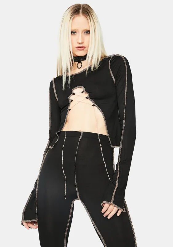 True Baddie Contrast Stitch Pants Set sold by Dolls Kill