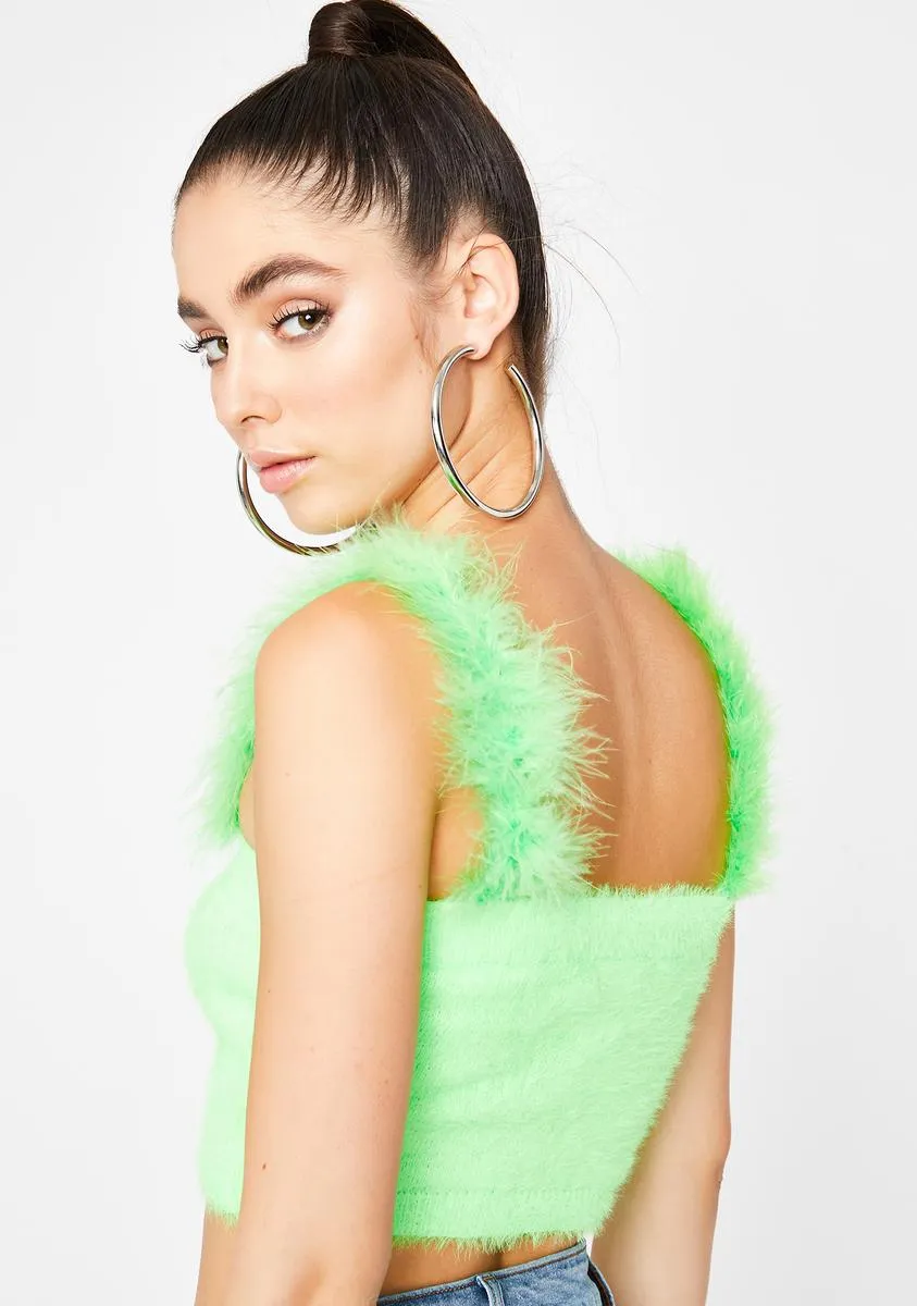 Lime Warm N' Fuzzy Crop Top sold by Dolls Kill product image thumbnail 4