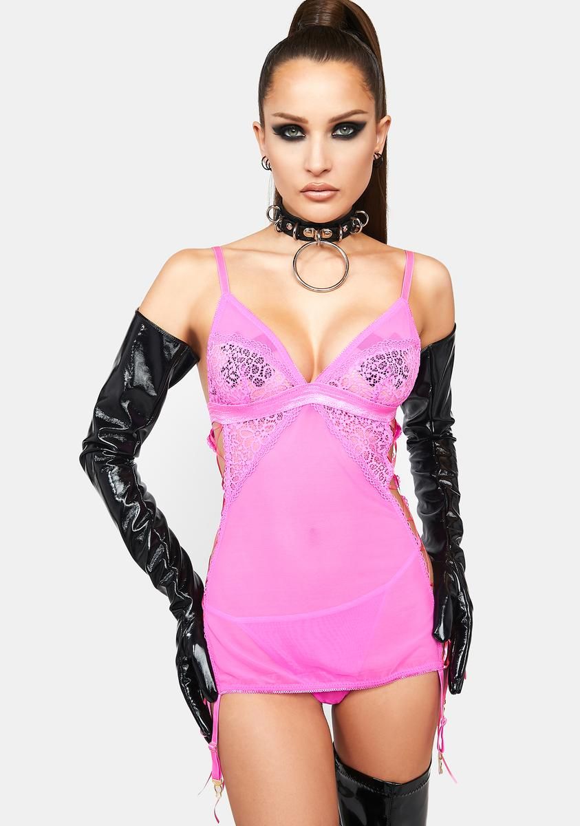 Sugar Look My Way Mesh Chemise Set sold by Dolls Kill