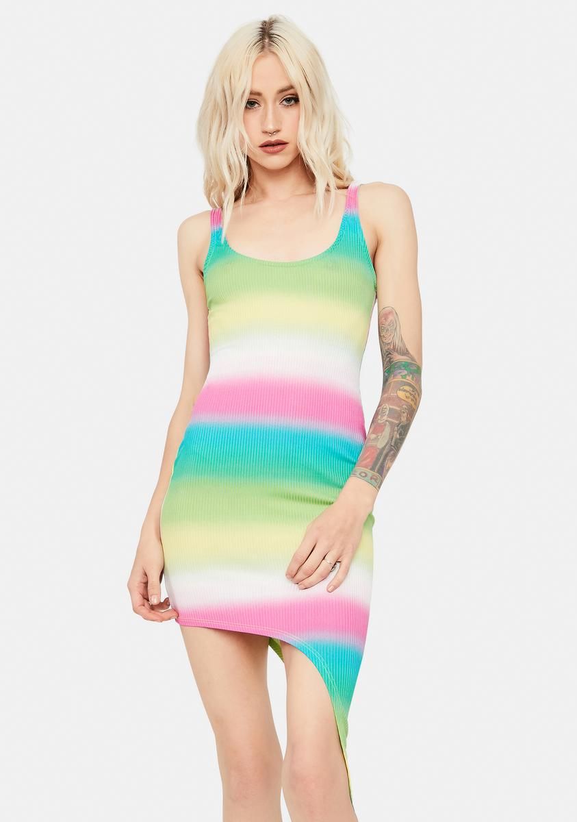 Sugar Rush Ribbed Tie Dye Dress sold by Dolls Kill