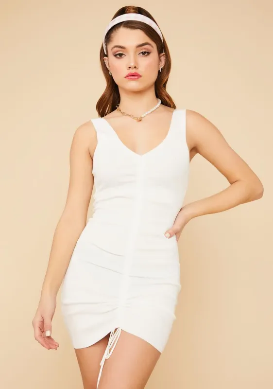 Pure Well Versed Ruched Mini Dress sold by Dolls Kill
