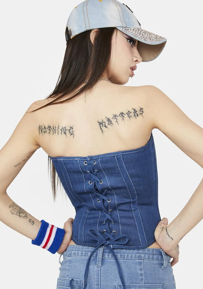 Cobalt Caught Off Guard Corset Top sold by Dolls Kill product image thumbnail 4