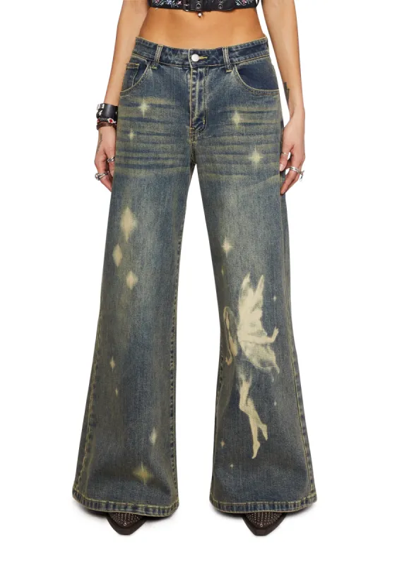 Fae Sightings Wide Leg Jeans sold by Dolls Kill