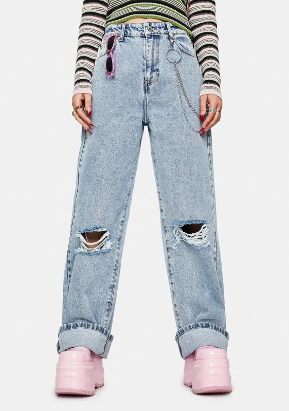 Angel Girl Wide Leg Denim Jeans sold by Dolls Kill