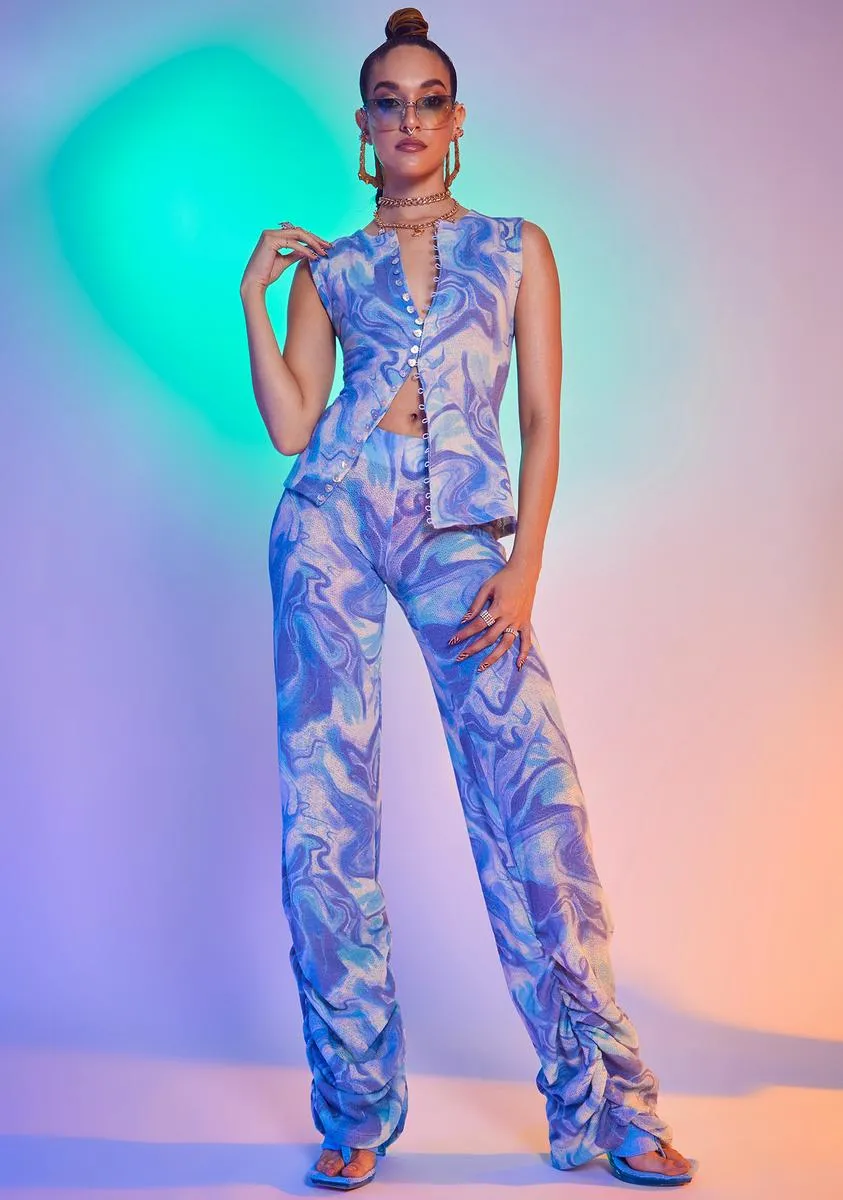 Blue Marble Print 90s Fit Knitted Shell Top sold by Dolls Kill product image thumbnail 3