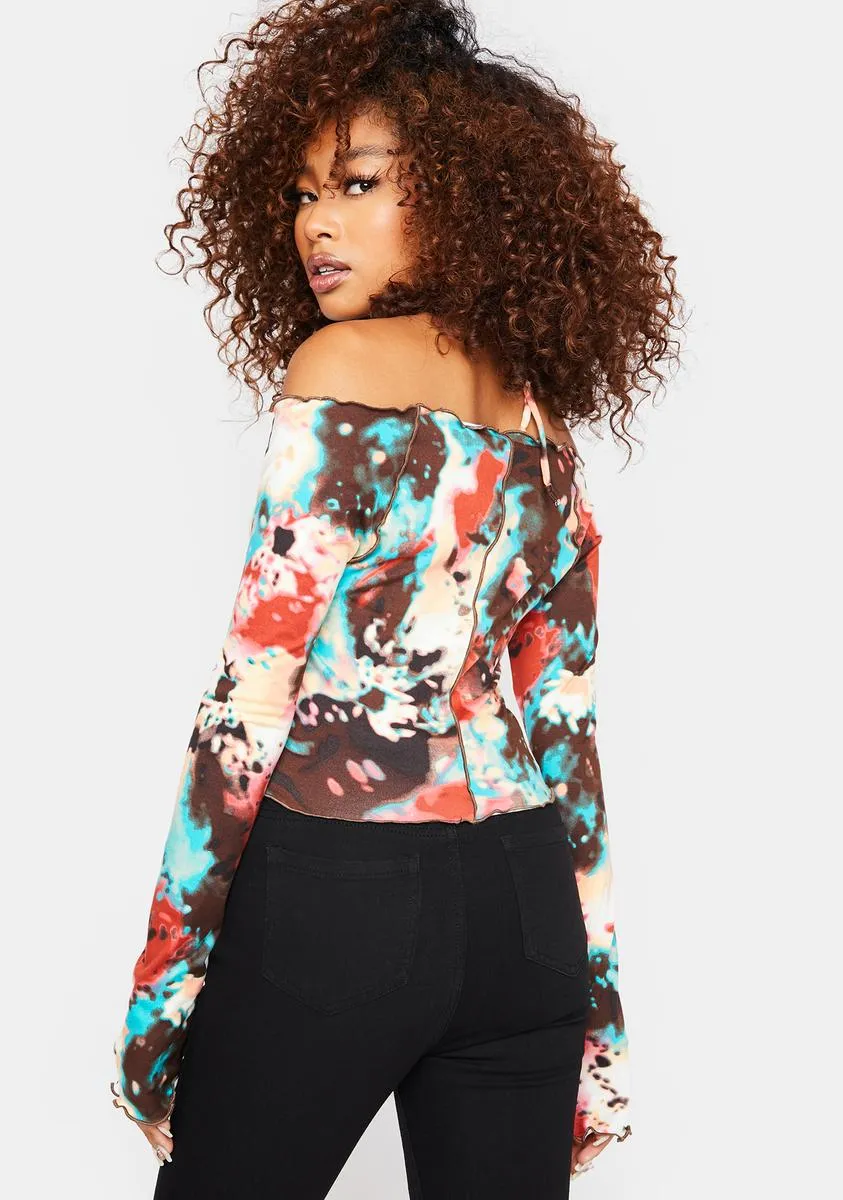 Rustic Multi Long Sleeve Crop Top sold by Dolls Kill product image thumbnail 4