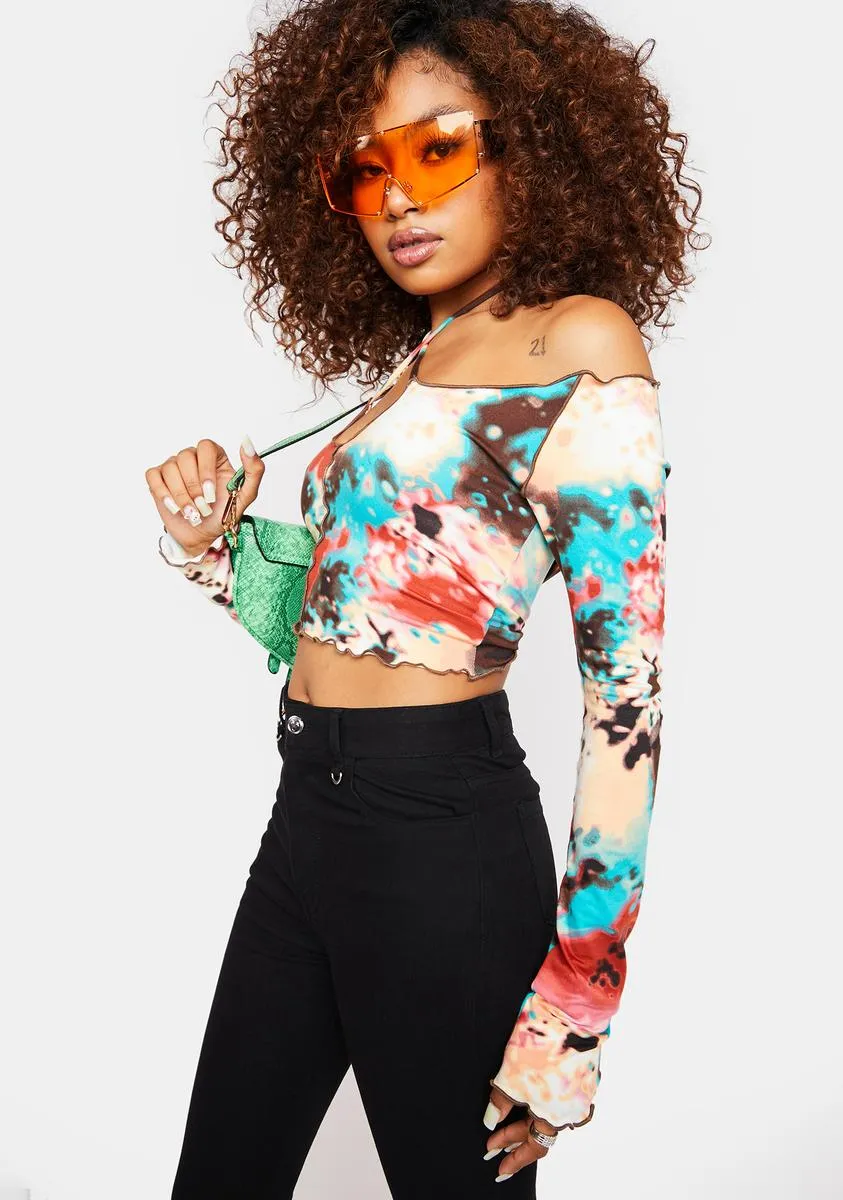 Rustic Multi Long Sleeve Crop Top sold by Dolls Kill product image thumbnail 2