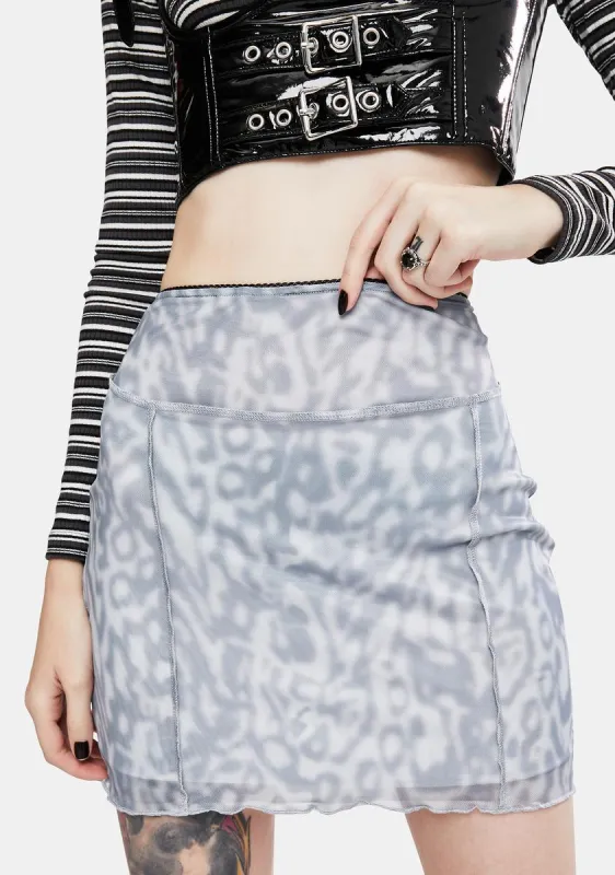 Liquid Leopard Mesh Pixie Mini Skirt sold by Dolls Kill