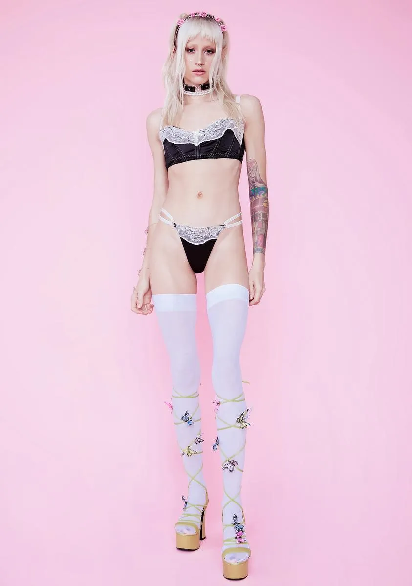 Awaken Twilight Satin Lace Panel Thong sold by Dolls Kill product image thumbnail 3