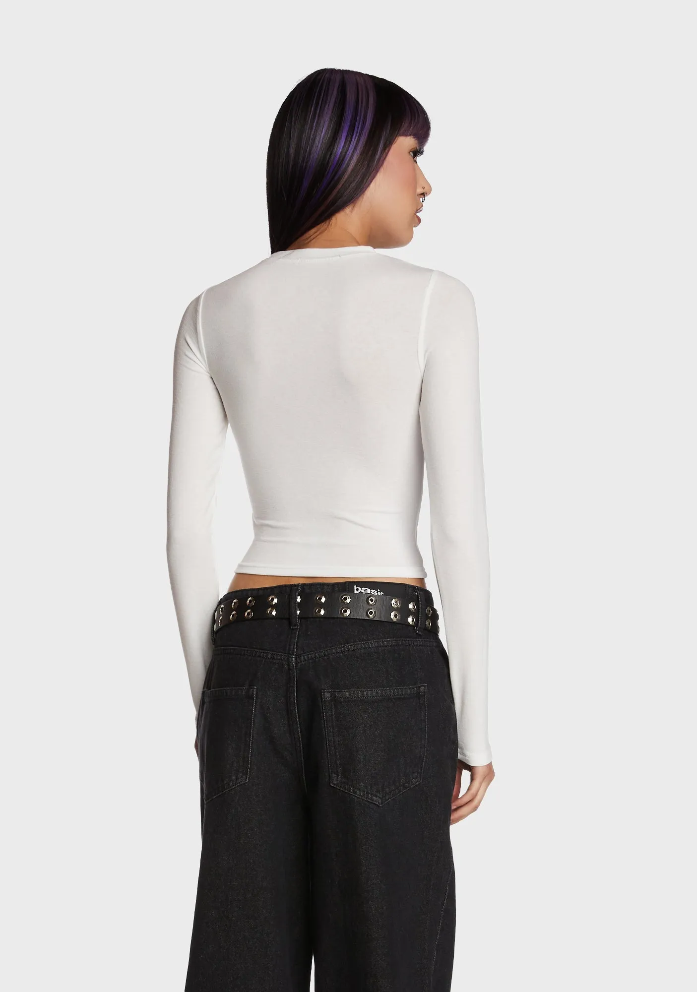 Hair Flip Long Sleeve Top - White sold by Dolls Kill product image thumbnail 5