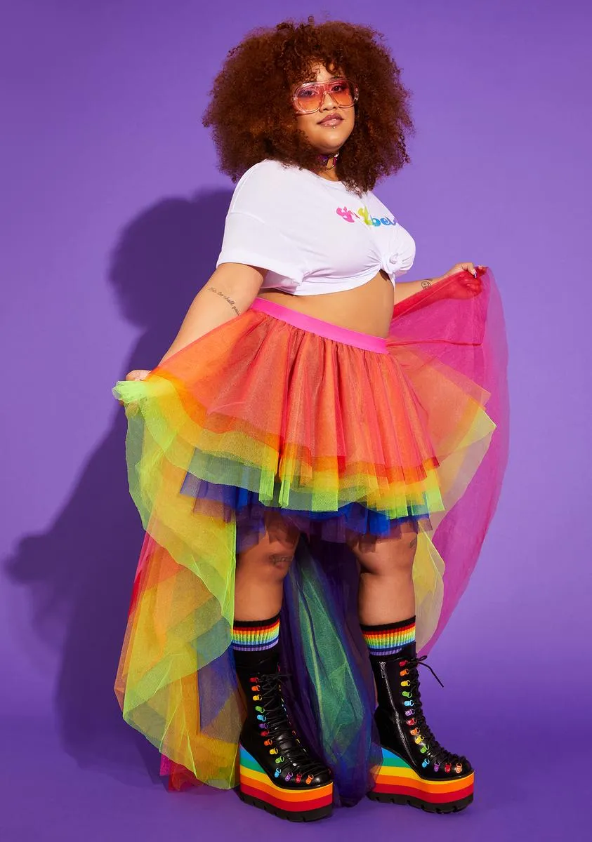 Plus Grand Entrance Rainbow Tulle Skirt sold by Dolls Kill product image thumbnail 4