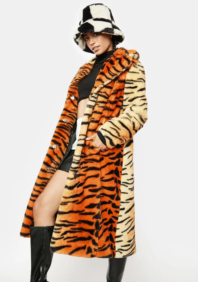 Orange Tiger Kai Faux Fur Coat sold by Dolls Kill product image thumbnail 2
