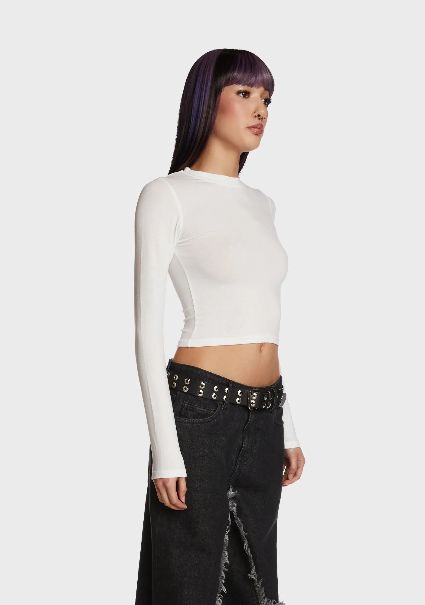 Hair Flip Long Sleeve Top - White sold by Dolls Kill product image thumbnail 4