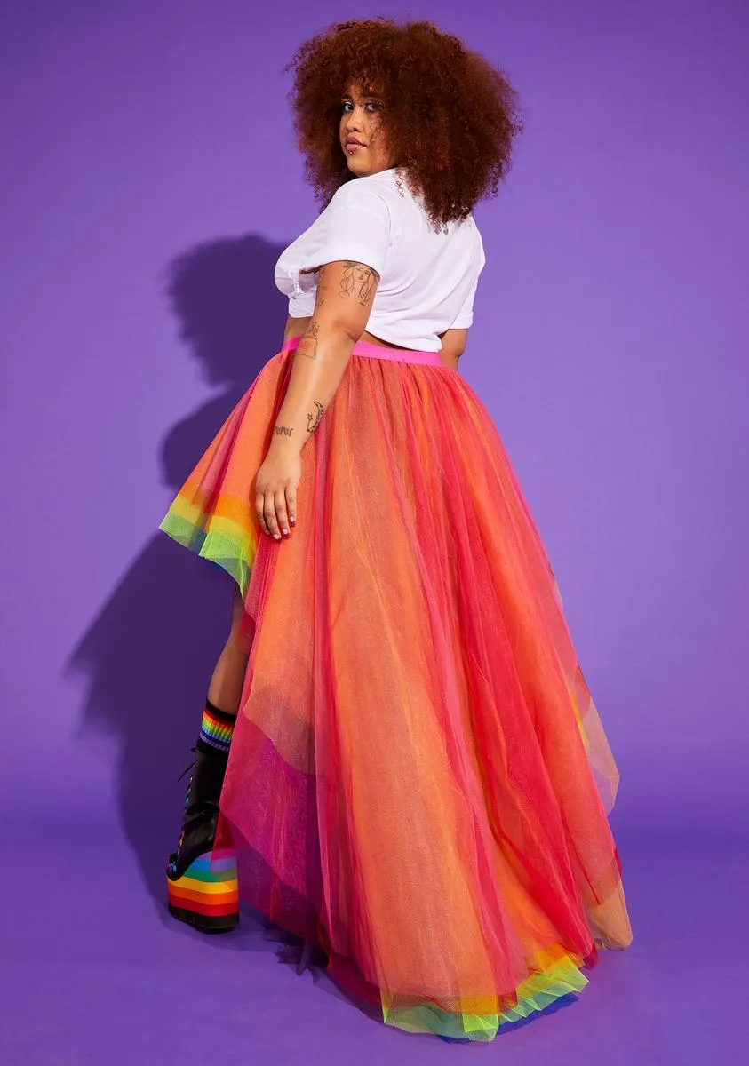 Plus Grand Entrance Rainbow Tulle Skirt sold by Dolls Kill product image thumbnail 5