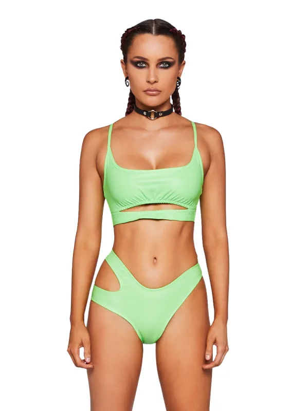 Solar Spice Booty Shorts Set - Neon Green sold by Dolls Kill