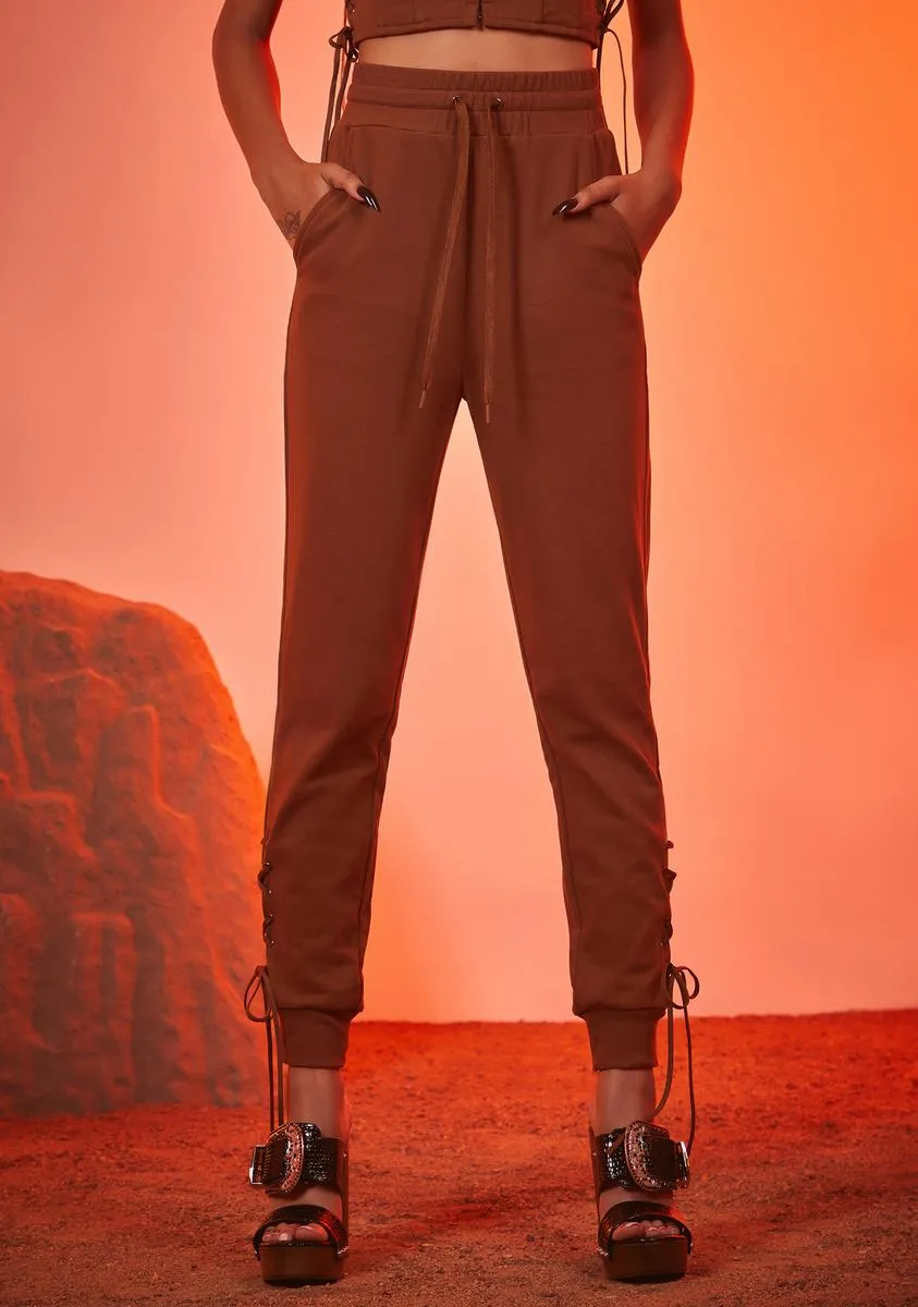 Dare To Go Lace-Up Joggers sold by Dolls Kill