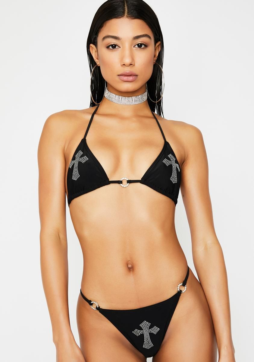 Risque Reign Rhinestone Bikini Set sold by Dolls Kill
