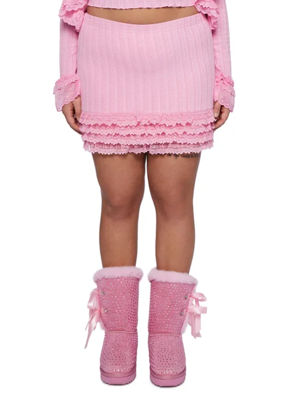Plus Mistletoe Moves Mini Skirt - Pink sold by Dolls Kill