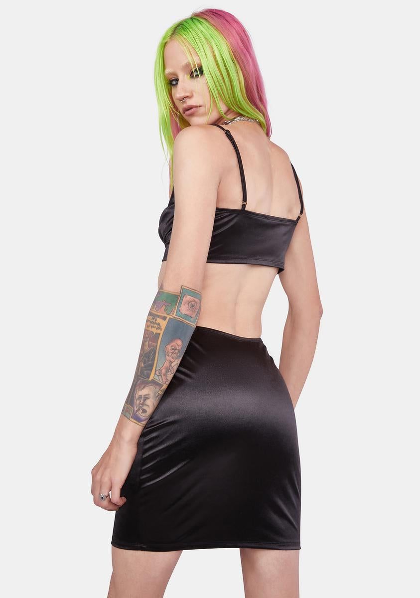 Noir Love Me Down Satin Dress sold by Dolls Kill product image thumbnail 4