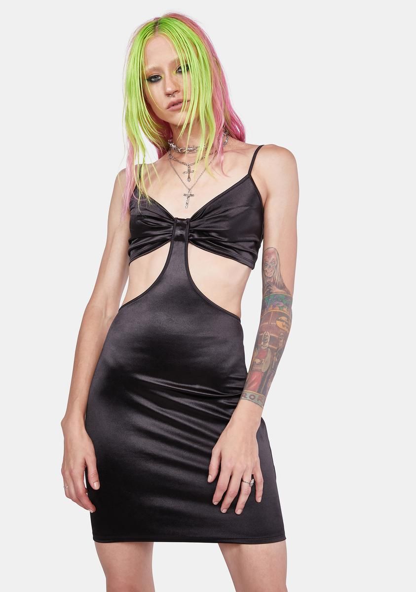 Noir Love Me Down Satin Dress sold by Dolls Kill
