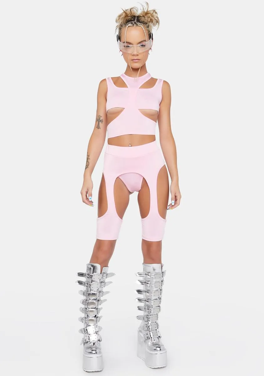 Blush Experimenting Cut Out Shorts Set sold by Dolls Kill product image thumbnail 3