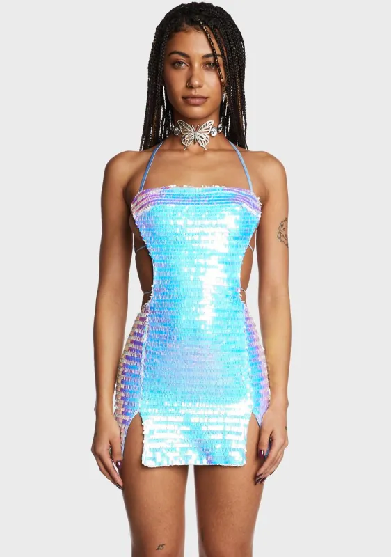 Aqua High Hopes Sequin Mini Dress sold by Dolls Kill