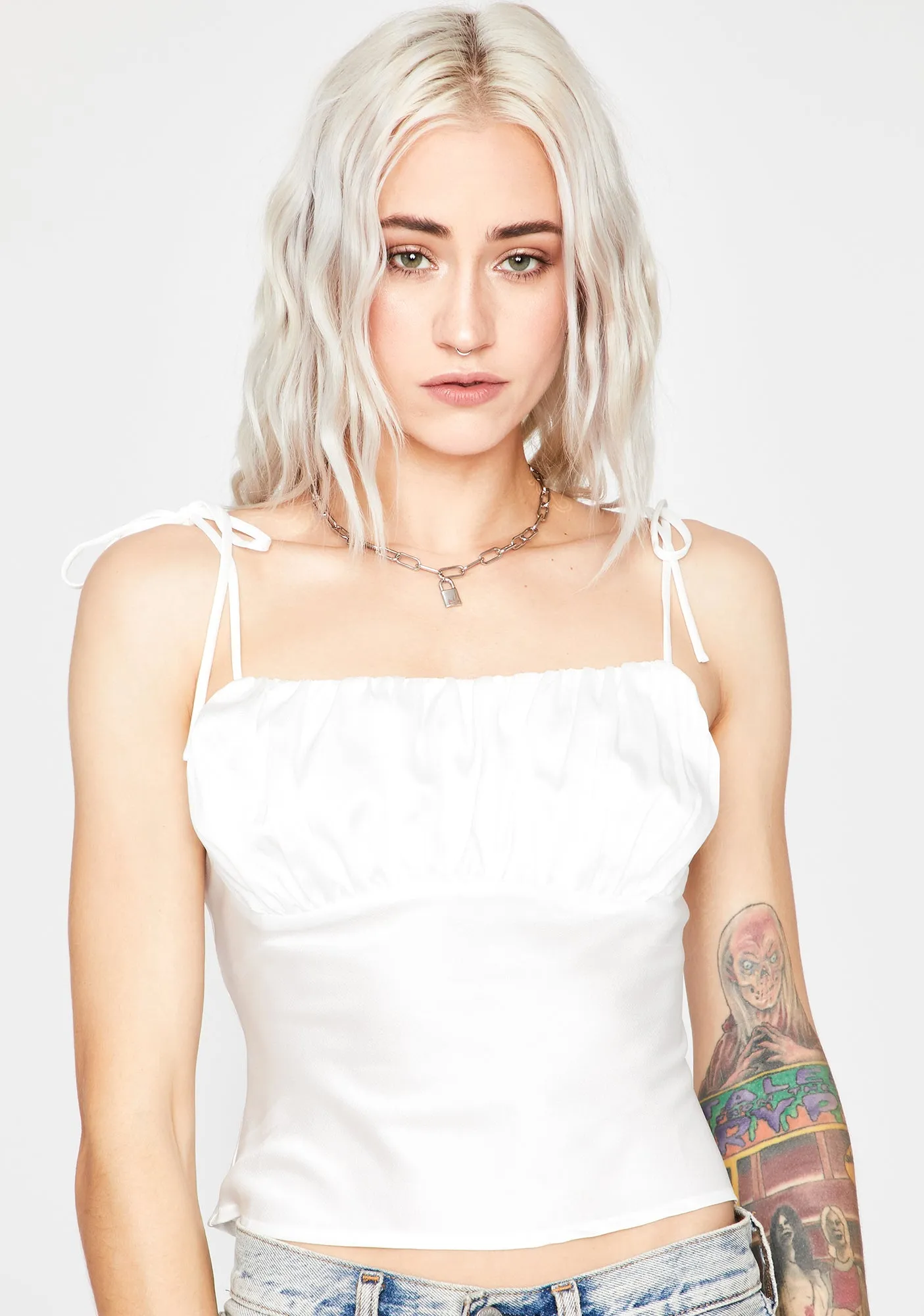 No BS Allowed Satin Top sold by Dolls Kill