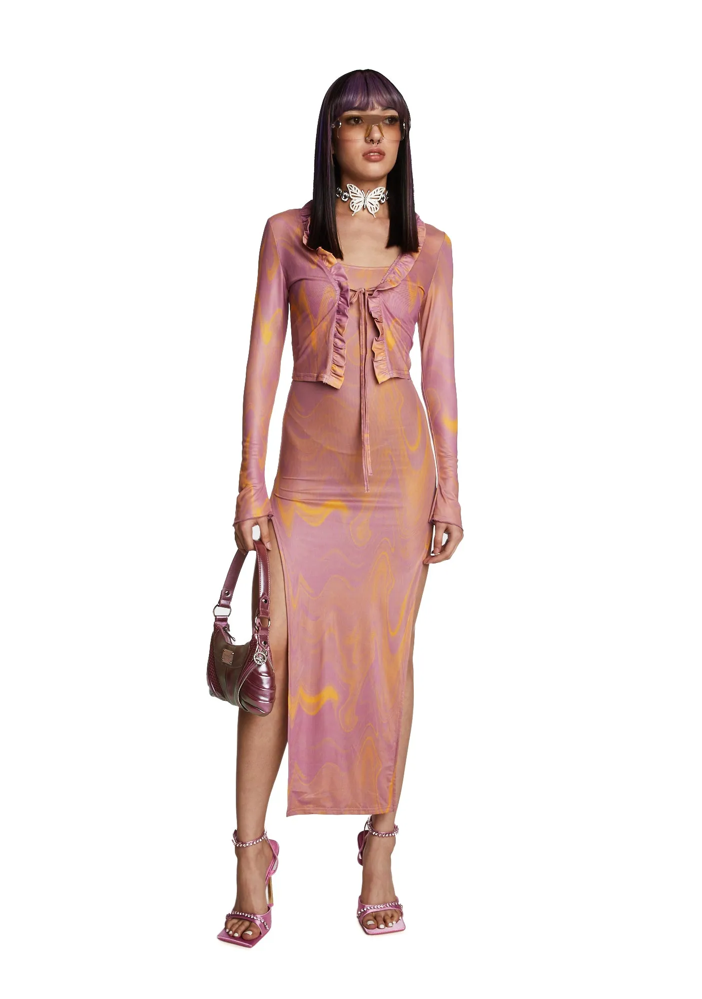 Present Paradise Dress Set - Mauve/Brown sold by Dolls Kill product image thumbnail 5