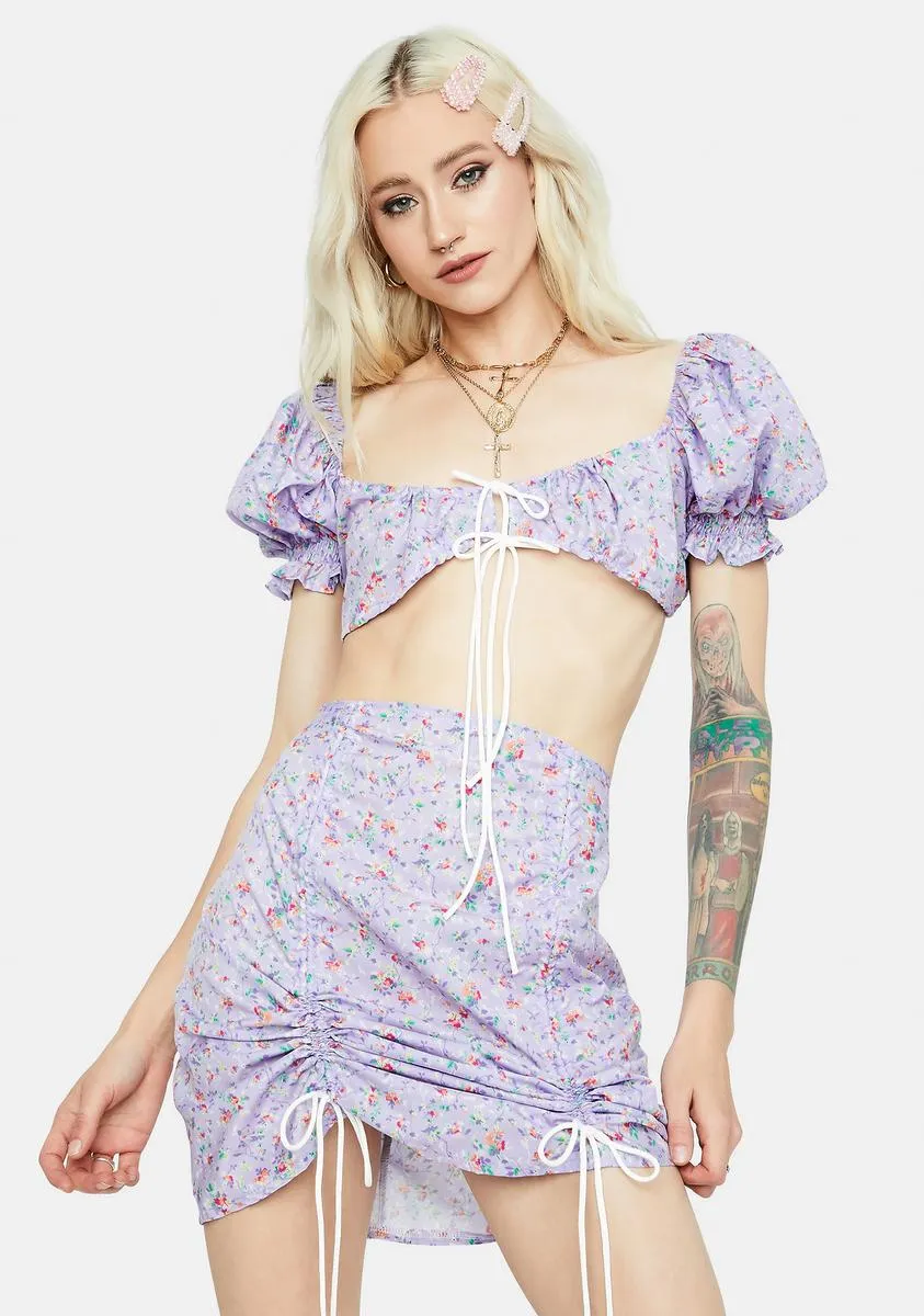 Vacation Made Floral Ribbon Tie Skirt Set sold by Dolls Kill