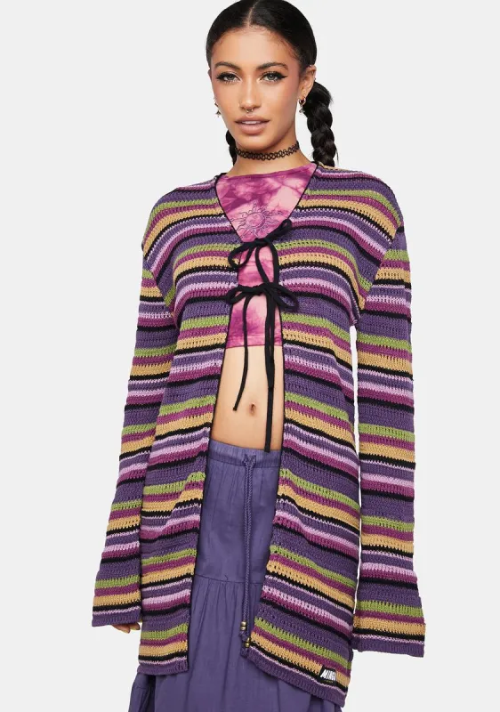 Luna Tie Front Knit Cardigan sold by Dolls Kill
