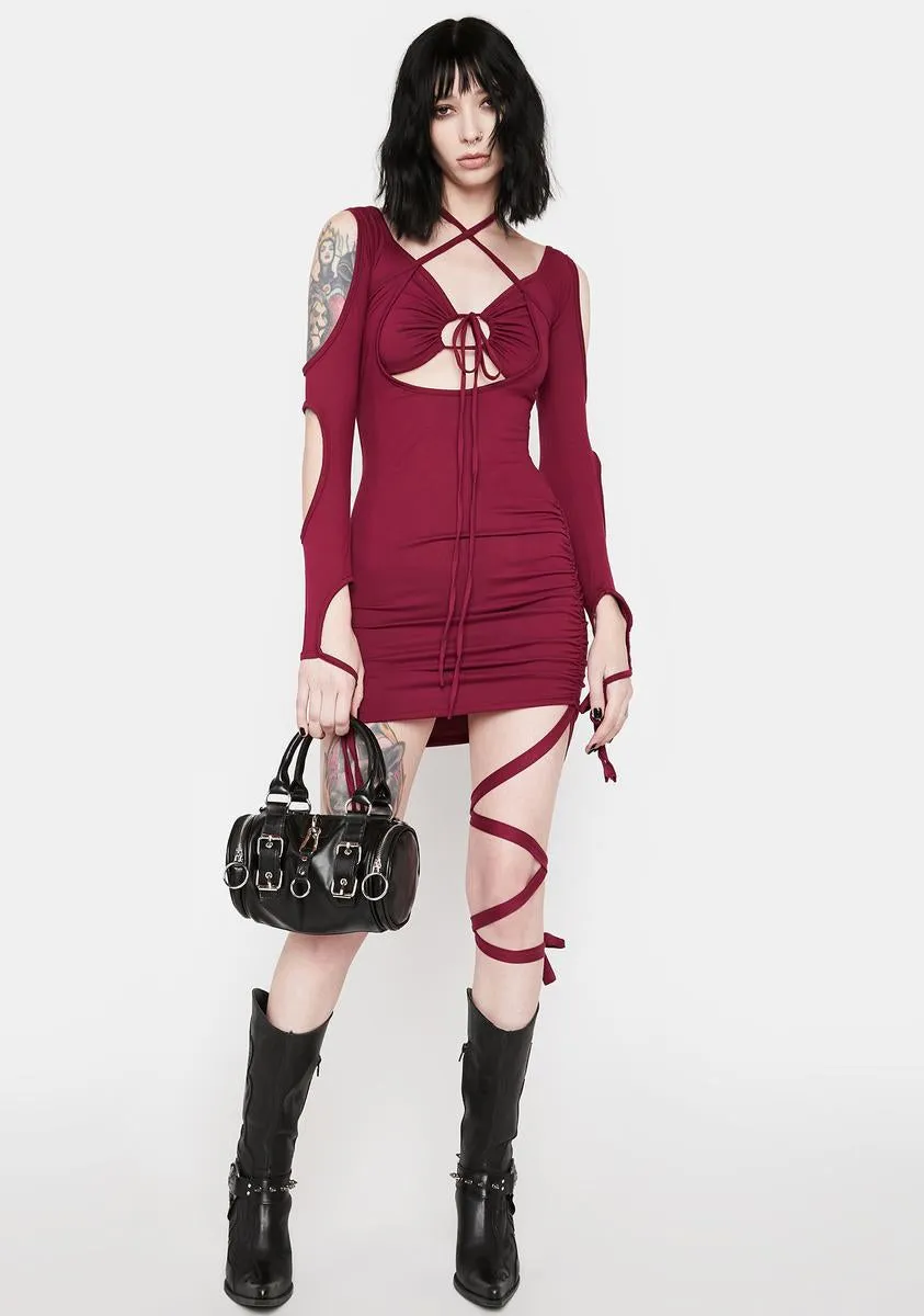 Bordeaux Hurry Back Soon Mini Dress sold by Dolls Kill product image thumbnail 3