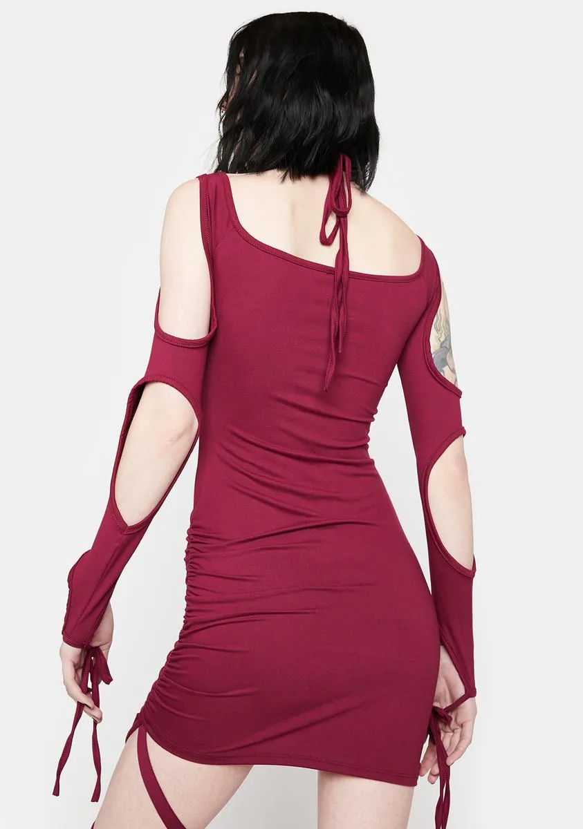 Bordeaux Hurry Back Soon Mini Dress sold by Dolls Kill product image thumbnail 4