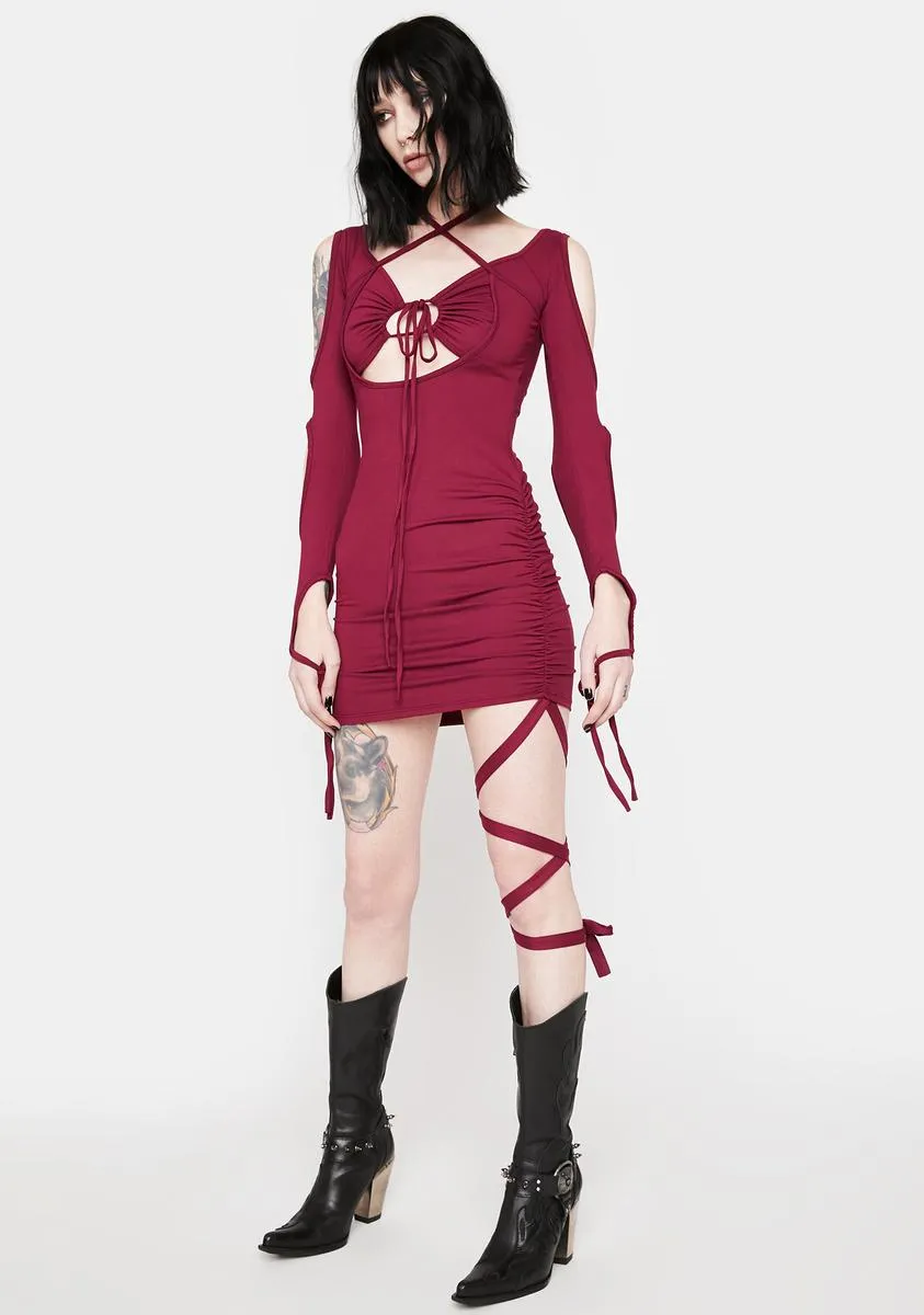 Bordeaux Hurry Back Soon Mini Dress sold by Dolls Kill product image thumbnail 2