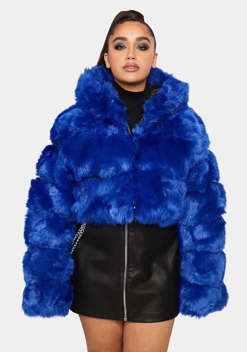 Plus Blue Gracelle Faux Fur Coat sold by Dolls Kill