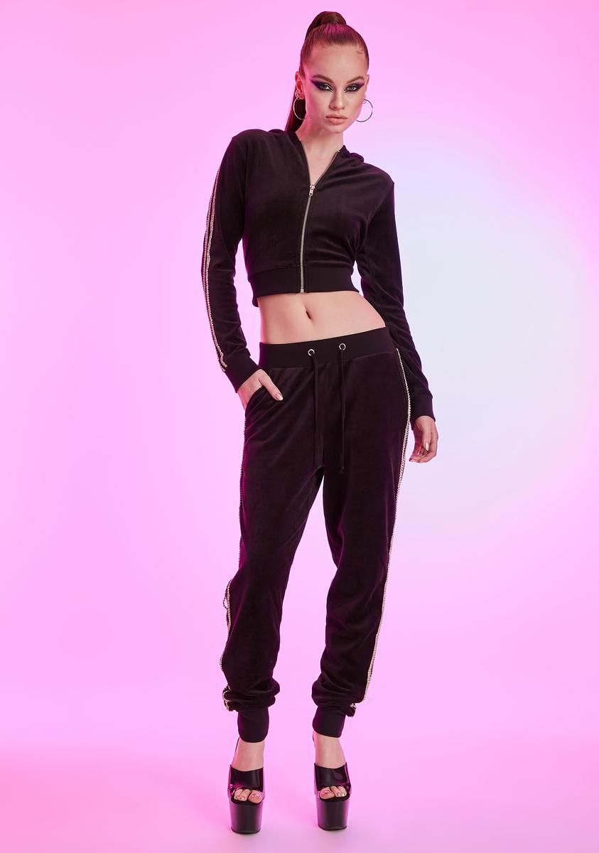 Chasing Checks Rhinestone Zip Up Hoodie sold by Dolls Kill product image thumbnail 3