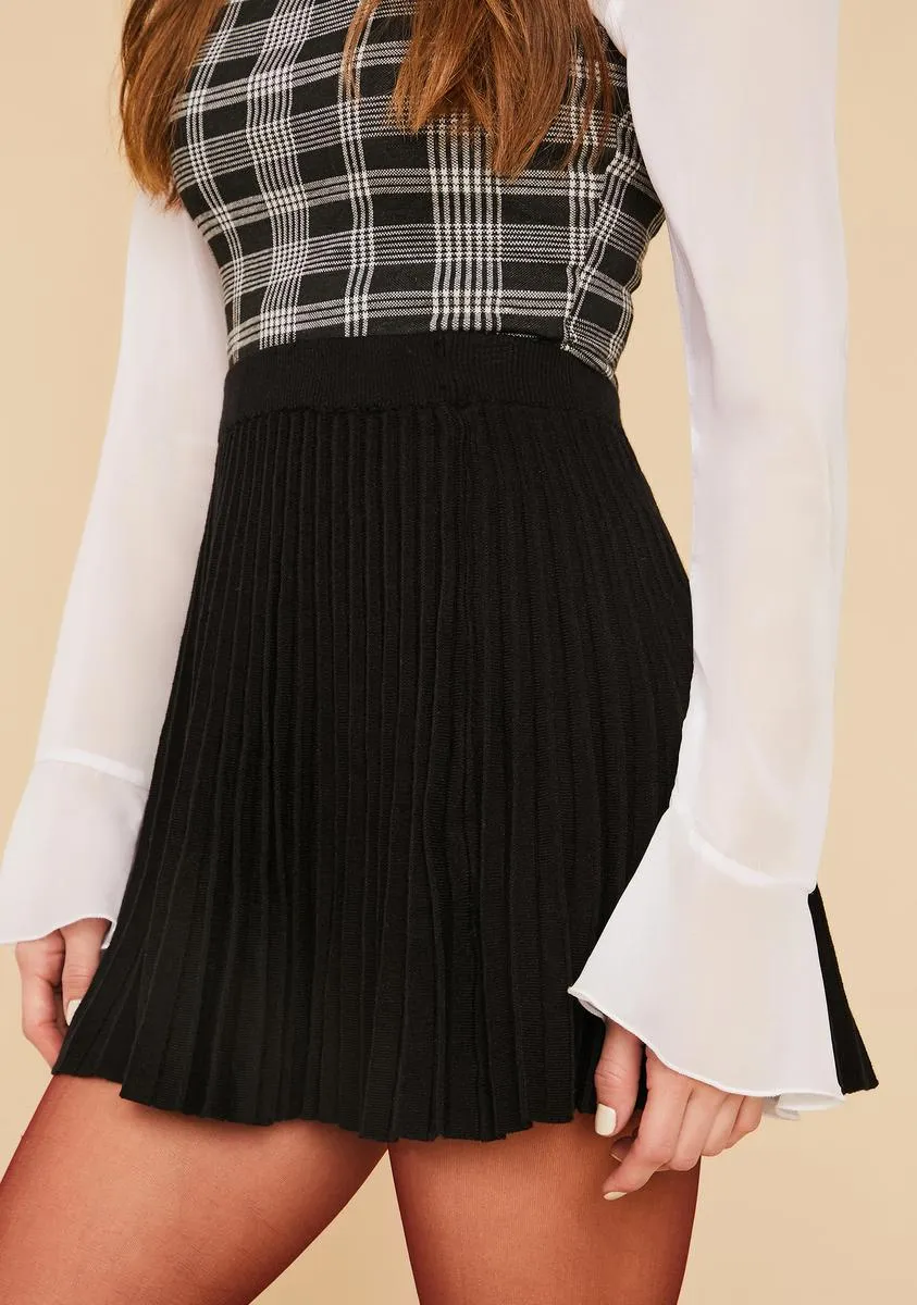 Dark Belong To Me Pleated Knit Mini Skirt sold by Dolls Kill