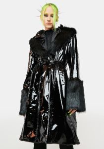 Vulva Collar Patent Coat sold by Dolls Kill