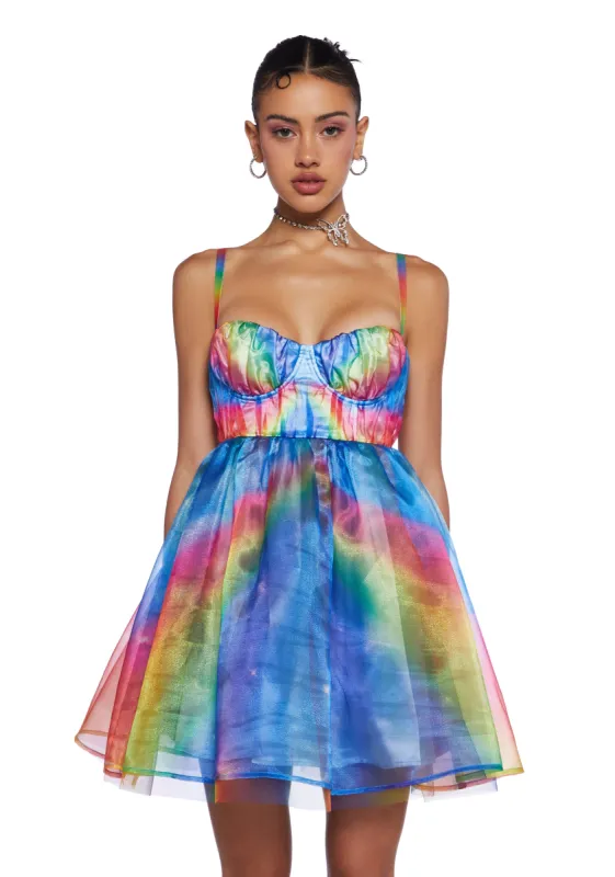 Serenity Rainbow Mini Dress sold by Dolls Kill