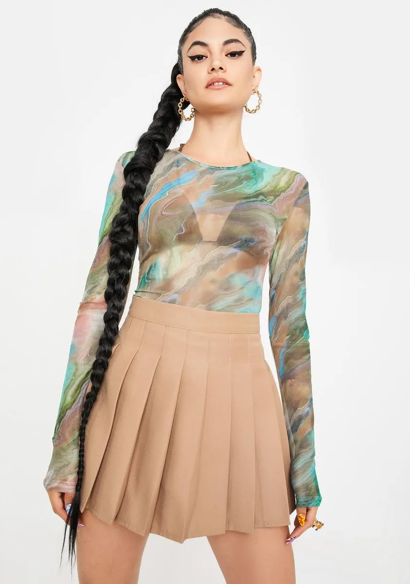 Forest My Stuff Mesh Long Sleeve Top sold by Dolls Kill